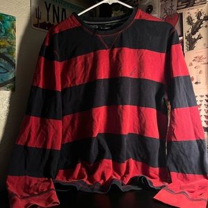 Nautica long sleeve sweatshirt, red and navy striped.